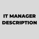 IT Manager Jobs Description